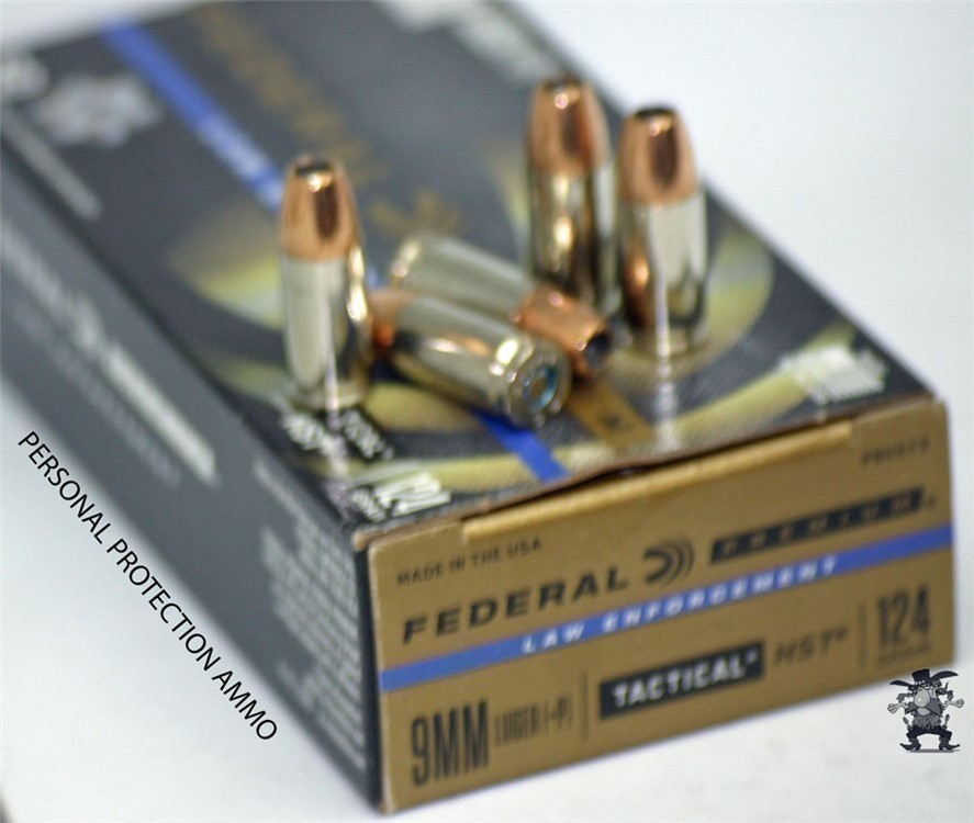 Federal 9mm 124 +P HST 124 Grain +P Grain Tactical HST Nickel JHP 50 Rounds-img-0