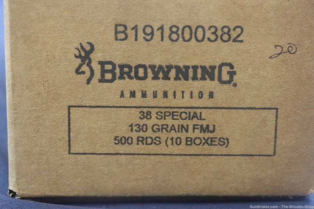 Browning 38SPL Pistol Ammunition 500RD AMMO CASE Lot 130GR FMJ 38 SPL Brass-img-5