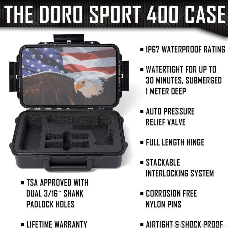 Eagle Lid – 1 Pistol 2 Magazine DORO Sport 400 Case w/ Black TopGuard-img-3