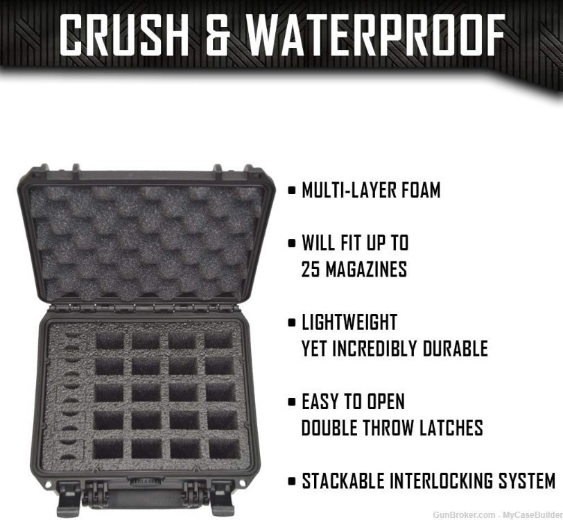 25 Pistol Magazine Doro Waterproof Ammo Case with Custom Foam Insert-img-2