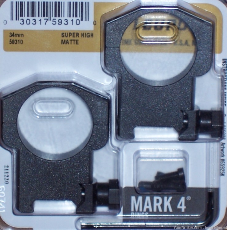 Leupold Mark 4 34mm Picatinny Scope Rings Super High Steel Matte Blk #59310-img-1