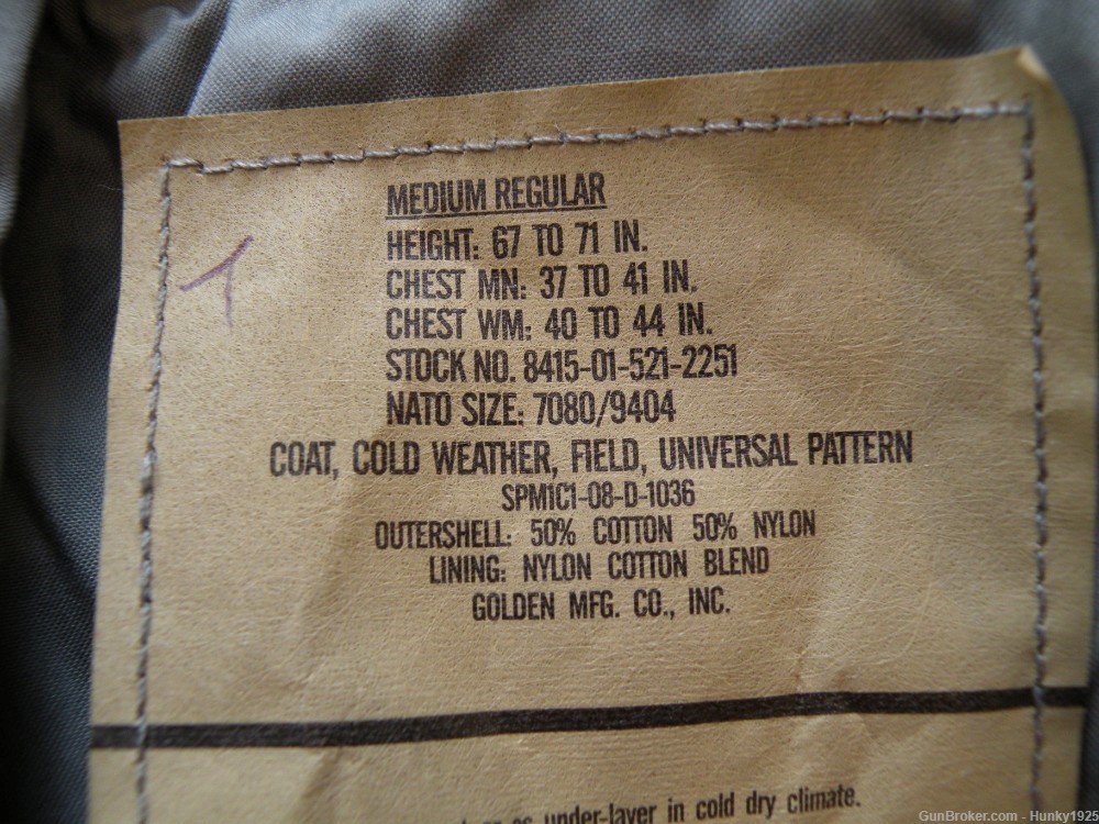 Universal Pattern Cold Weather Medium Field Coat US Army -img-1
