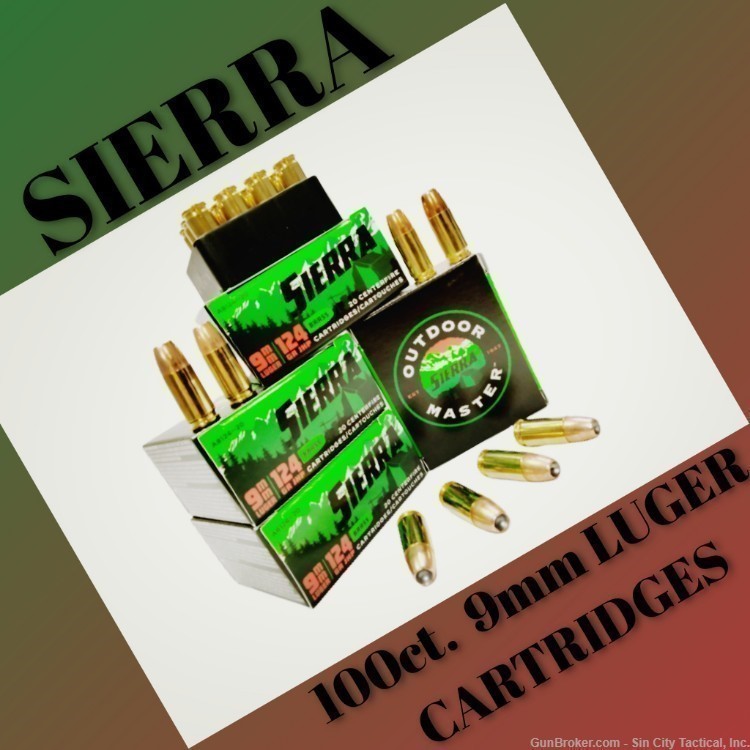 SIERRA 9MM Jacketed Hollow Points 100ct-img-0