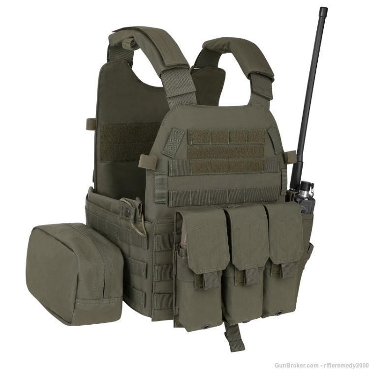 OD Green Carrier Plate Vest Plate Carrier Body Armor Vest Armor Chest Rig-img-3