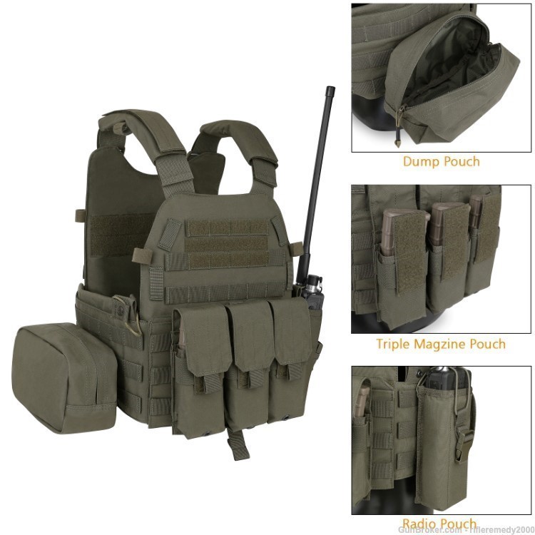 OD Green Carrier Plate Vest Plate Carrier Body Armor Vest Armor Chest Rig-img-1