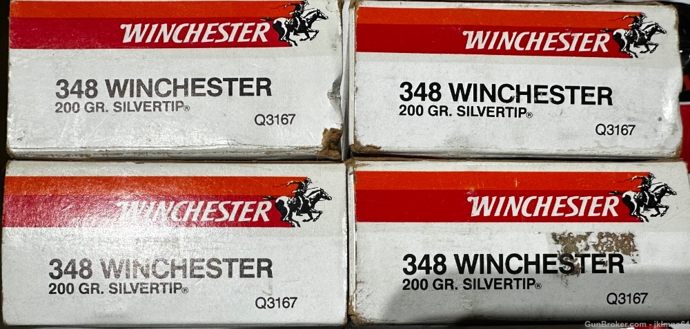 70 rounds of Winchester 348 Win 200 grain Silvertip brass cased ammo-img-0