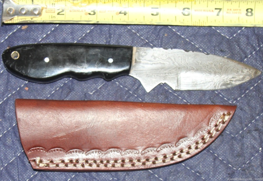 CUSTOM DAMASCUS 8.5 INCH KNIFE WITH SHEATH 3924-img-0