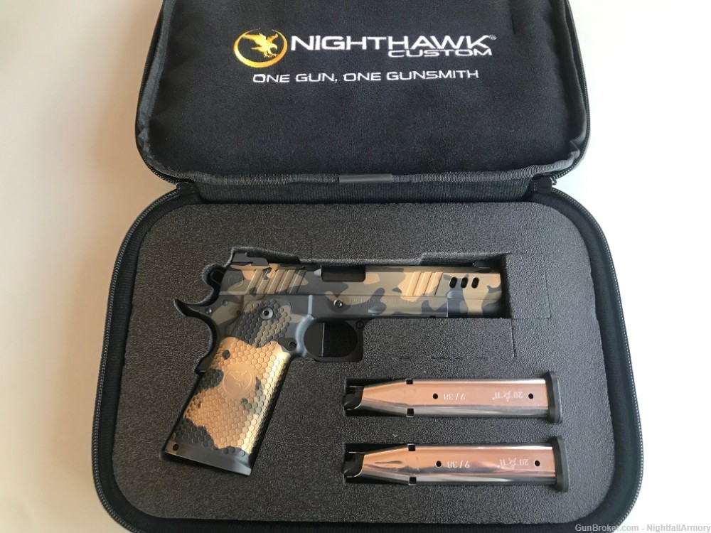 Nighthawk Custom 9mm President 1911 Double stack 17rd IOS optic system Camo-img-6