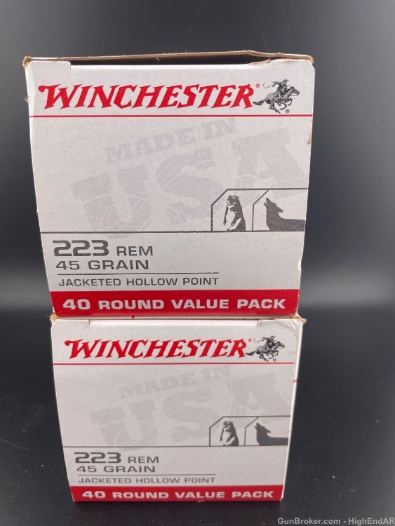 223 Rem/5.56x45mm Winchester 45gr Jacketed Hollow Point (2-40rd Boxes) -img-1