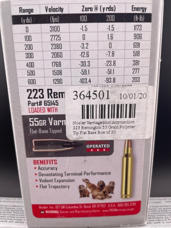 223 Rem/5.56x45mm Nosler 55gr FB Tipped (3-20rd Boxes) 60rds Total-img-1