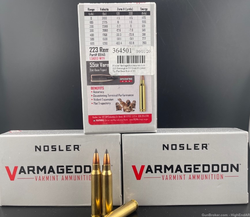 223 Rem/5.56x45mm Nosler 55gr FB Tipped (3-20rd Boxes) 60rds Total-img-0