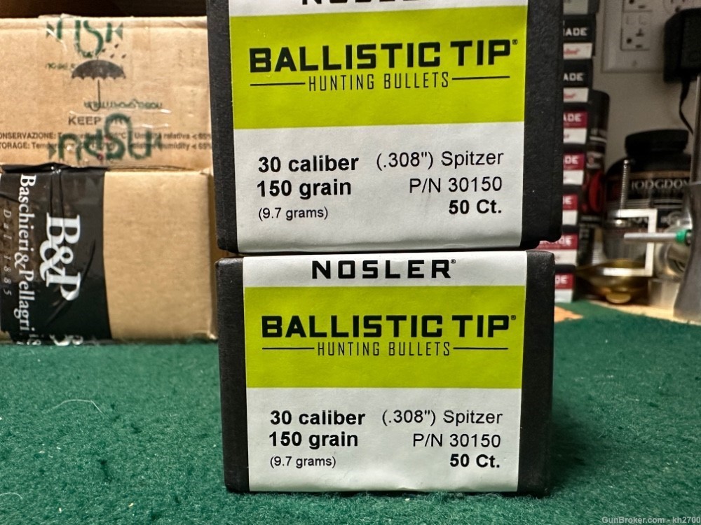 100 .30 caliber .308" 150 gr Nosler Ballistic Tip bullets. 2 boxes of 50, -img-0