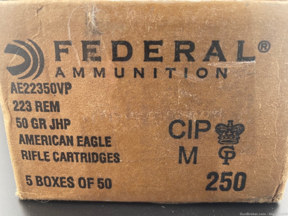 223 Rem/5.56x45mm Federal American Eagle 50gr Jacketed Hollow Point 250 rds-img-1