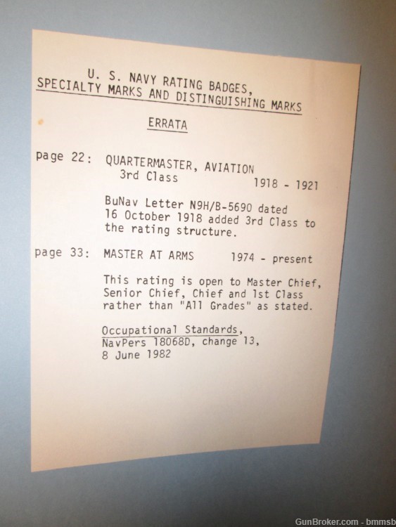 U.S. NAVY RATING BADGES, SPEC. MARKS, DIST. MARKS 1885-1982 By John  Stacey-img-2