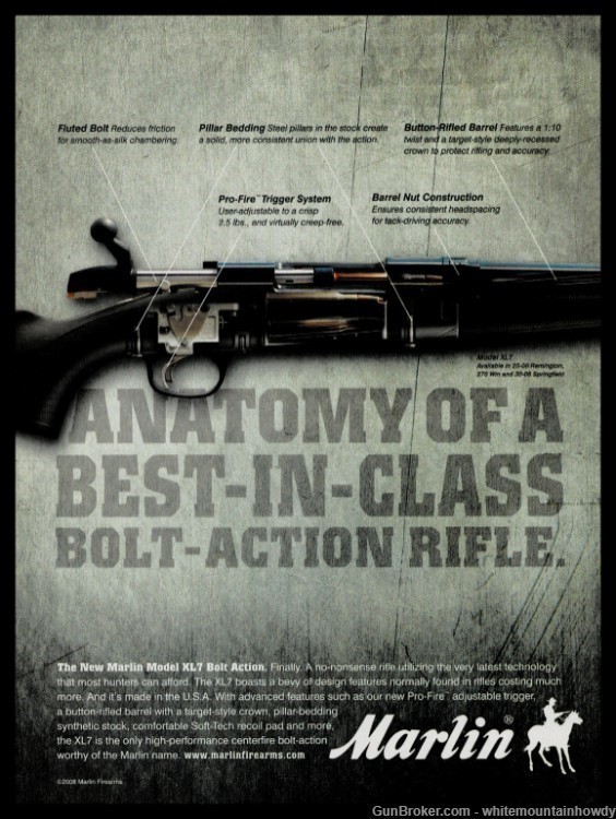 2008 MARLIN Model XL7 Bolt Action Rifle PRINT AD-img-0