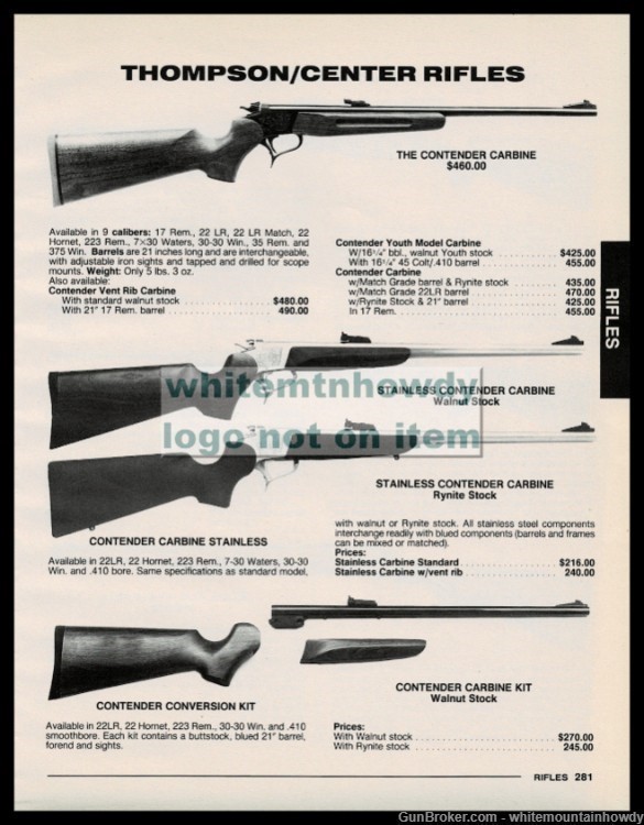 1994 THOMPSON CENTER TCA Contender Carbine PRINT AD 4 models shown-img-0