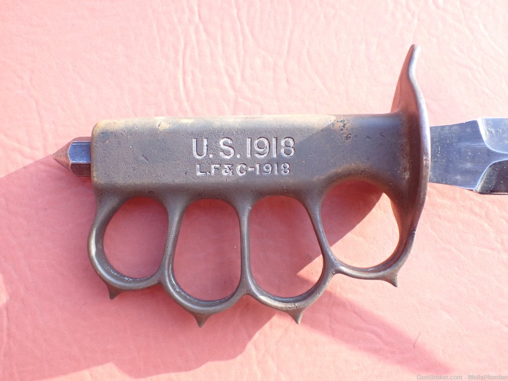 WWI US 1918 LF&C TRENCH KNUCKLE KNIFE WITH ORIGINAL LF&C 1918 SCABBARD MK I-img-5