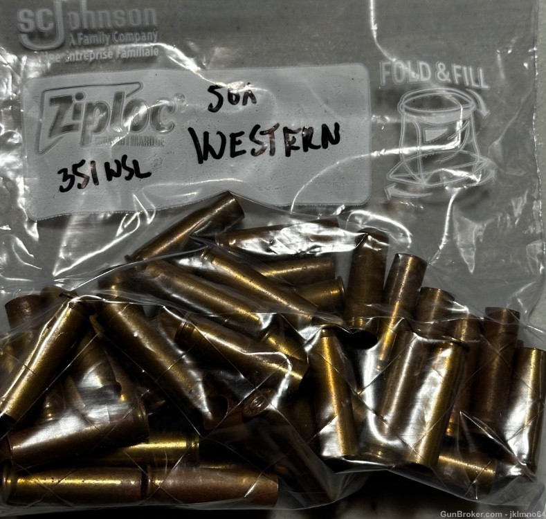 50 pieces Winchester Western 351 WSL SL 351 Winchester Self-Loading brass-img-0