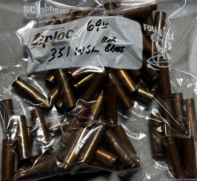 69 pieces of 351 WSL SL 351 Winchester Self-Loading fired brass cases -img-0