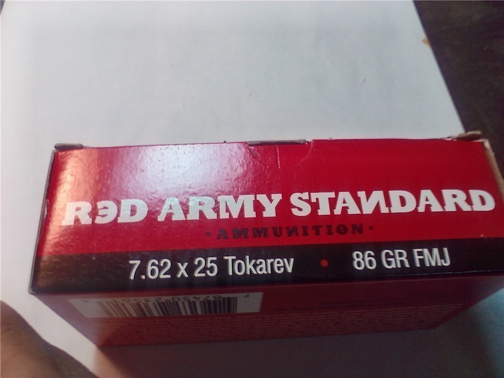 Red Army 7.62 x 25 Tokarev 86 grainFMJ ammo 50 rounds-img-1
