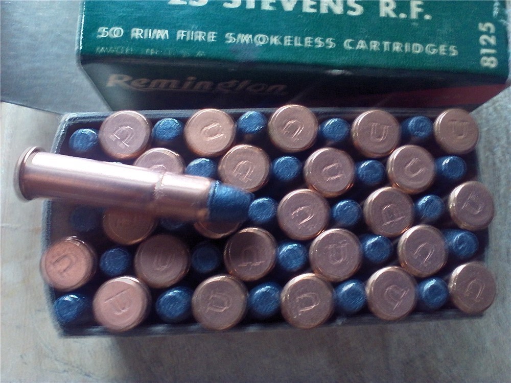 Vintage Remington Kleanbore 25 Stevens rim fire cartridges-full box-img-2