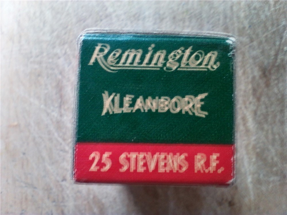 Vintage Remington Kleanbore 25 Stevens rim fire cartridges-full box-img-1