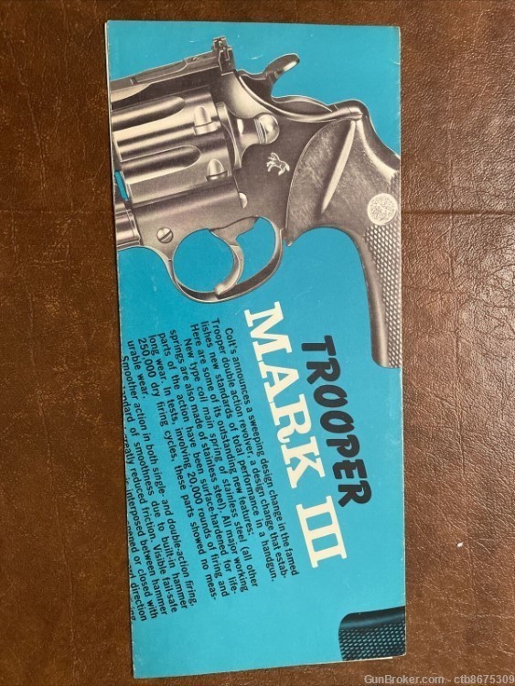 Original Colt Trooper Mark III Revolver 3, 357, 22 Flier Advertising Ad-img-1