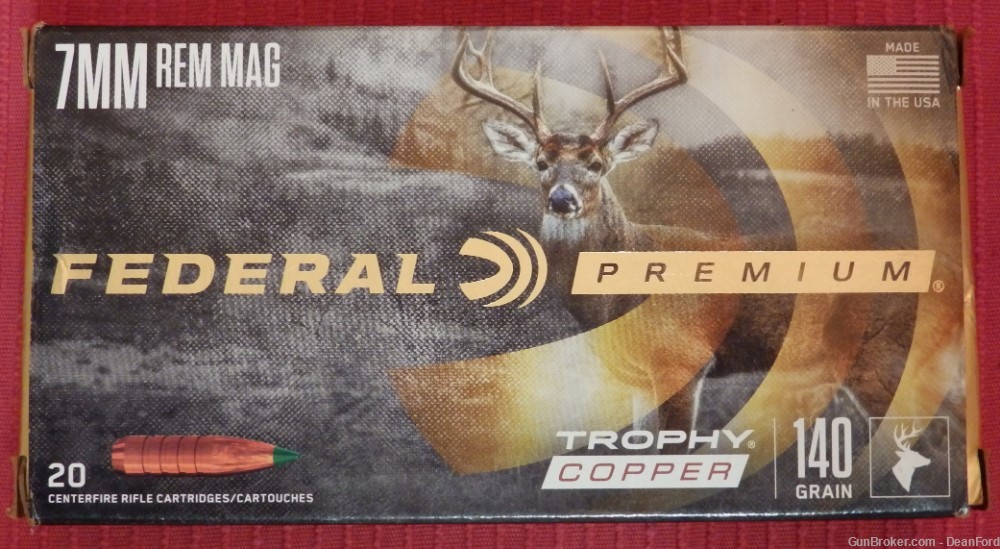 Federal Premium 7mm Rem. mag Trophy Copper ammo 140 gr. 17 rds & 3 empties-img-1