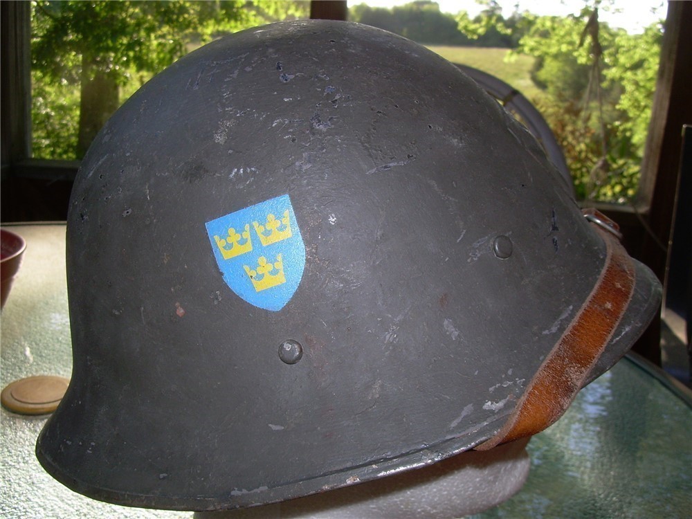 WW II Swedish M21 (18) Military Helmet, rare large size-img-8