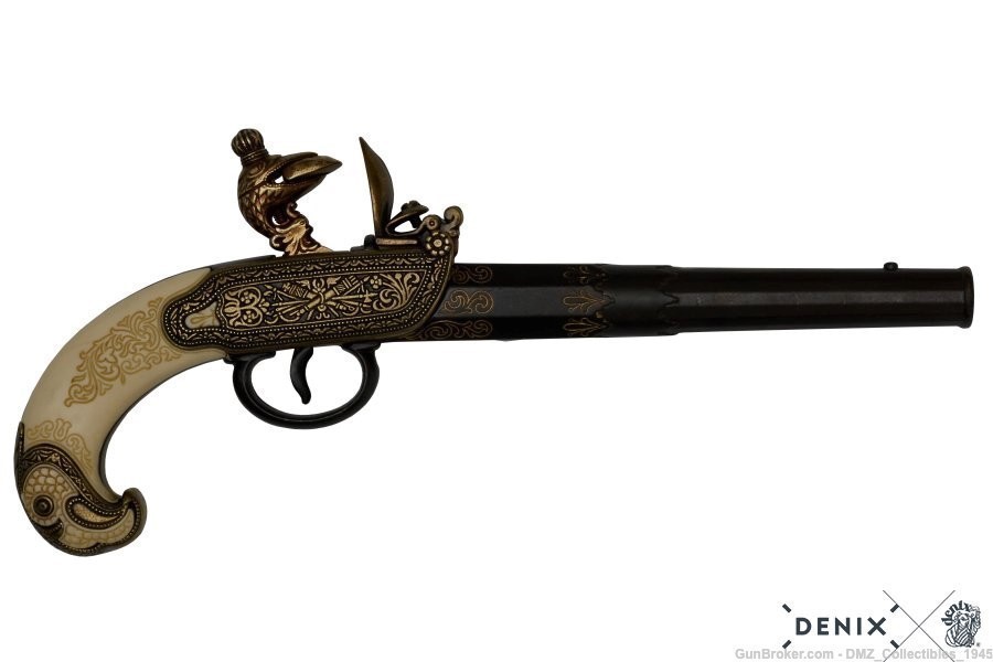 1700s Russian Flintlock Pistol Non-Firing Replica Gun by Denix of Spain-img-0