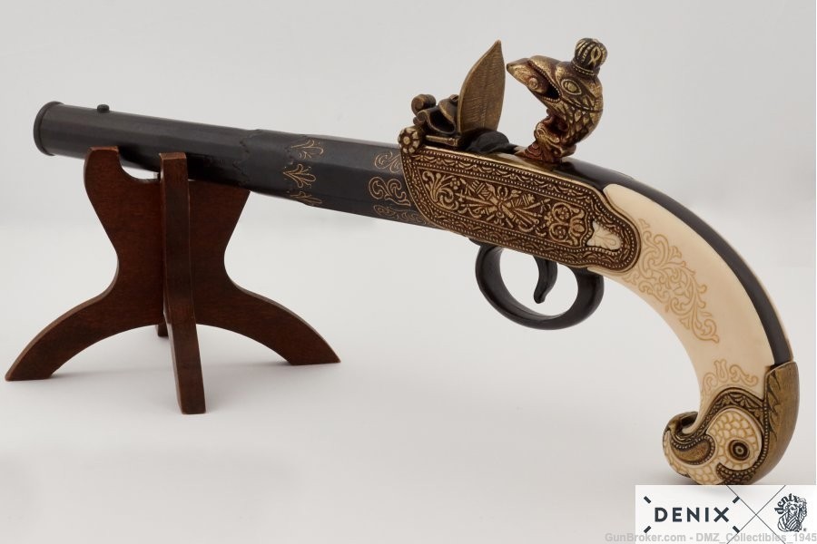 1700s Russian Flintlock Pistol Non-Firing Replica Gun by Denix of Spain-img-3