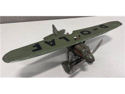 Vintage Original WW2 German Tipp Co D-OLAF Wind-Up Tin Bomber Plane 