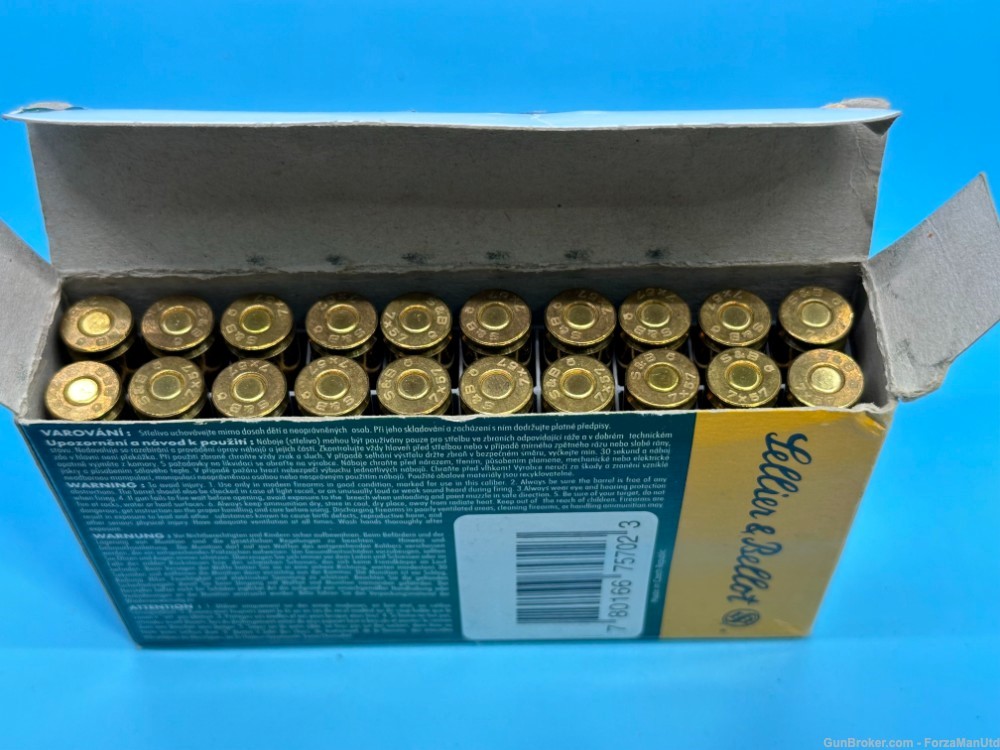 7 x 57mm Mauser Sellier & Bellot Ammo - 20 Rounds-img-2