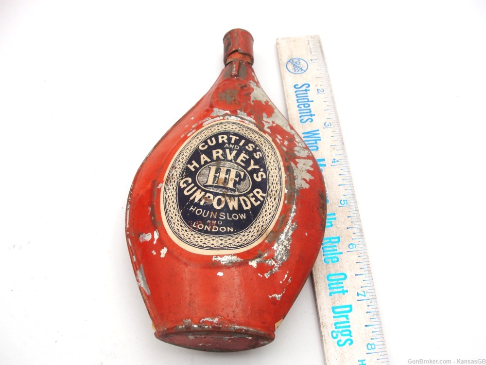 Antique Curtis's & Harvey's gunpowder tin flask 19th Calcutta London-img-5