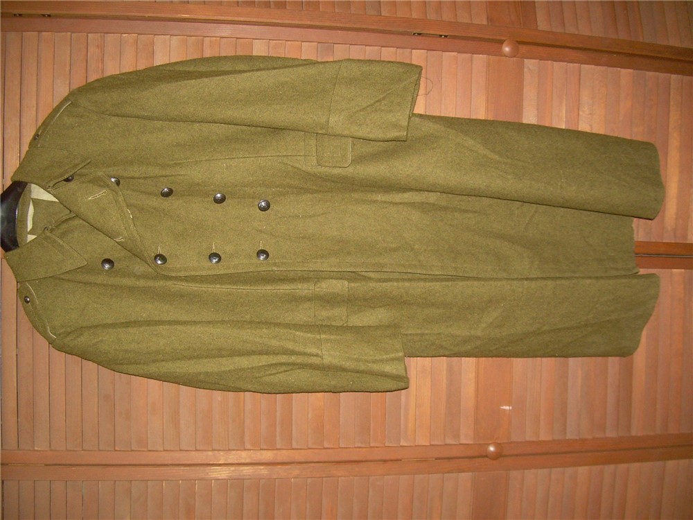 NOS Romanian mil-surp VTG wool trench greatcoat, Med size, marked Talia IV -img-0