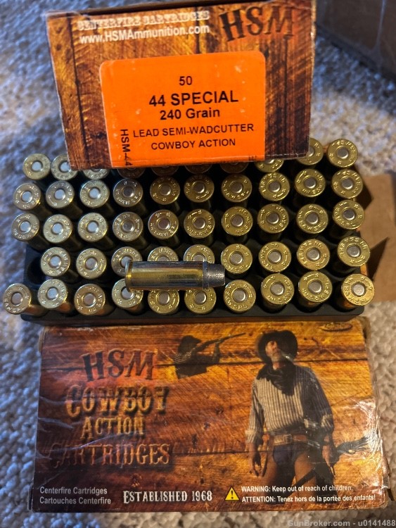 150 rounds 44 Special HSM Cowboy 240 grain ammo lead semi-wadcutter-img-0