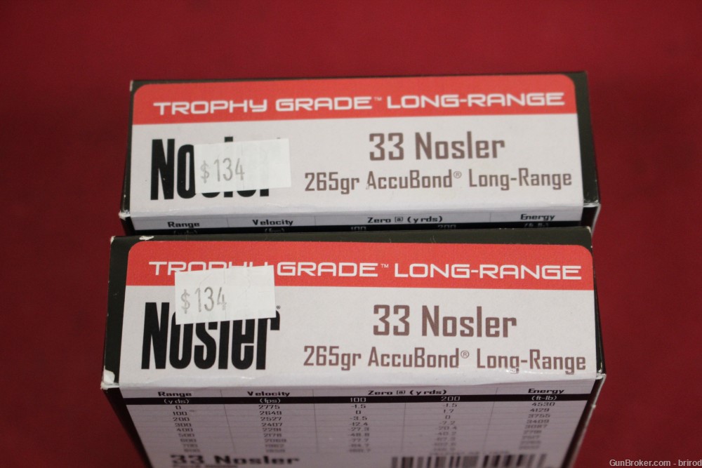 40rds 33 Nosler Ammo - Nosler Brand, 265gr AccuBond Long Range Trophy Grade-img-0
