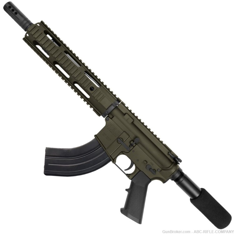 AR-15 7.62X39 Pistol 10.5" Barrel Quad Rail Handguard-OD Green-img-1