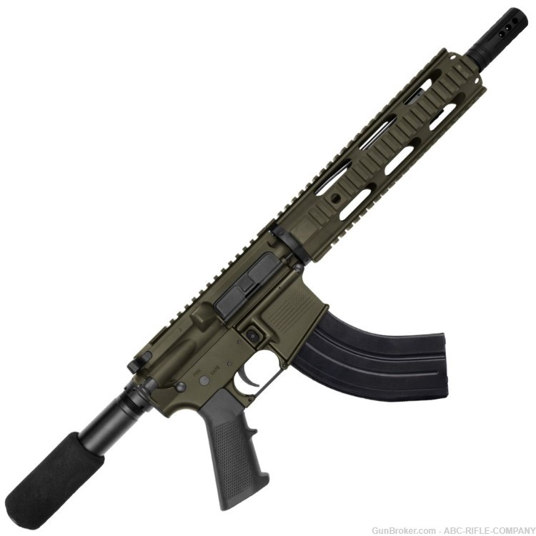 AR-15 7.62X39 Pistol 10.5" Barrel Quad Rail Handguard-OD Green-img-0