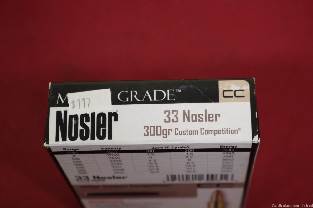 20rds 33 Nosler Match Ammo - Nosler Brand, 300gr Custom Competition Bullet-img-0
