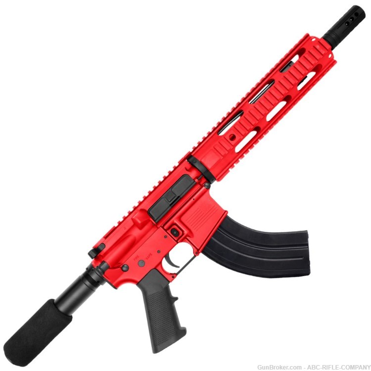 AR-15 7.62X39 Pistol 10.5" Barrel Quad Rail Handguard-Red-img-0