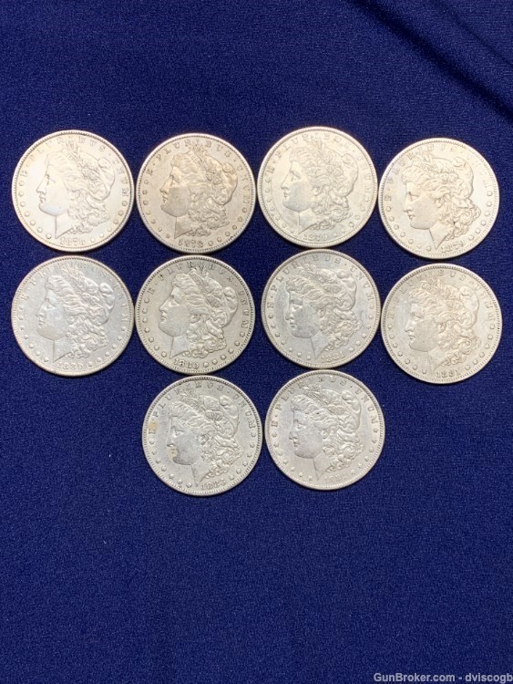Morgan Silver Dollar Random year AU - 10 coins -img-0