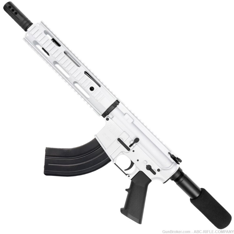 AR-15 7.62X39 Pistol 10.5" Barrel Quad Rail Handguard-White-img-1