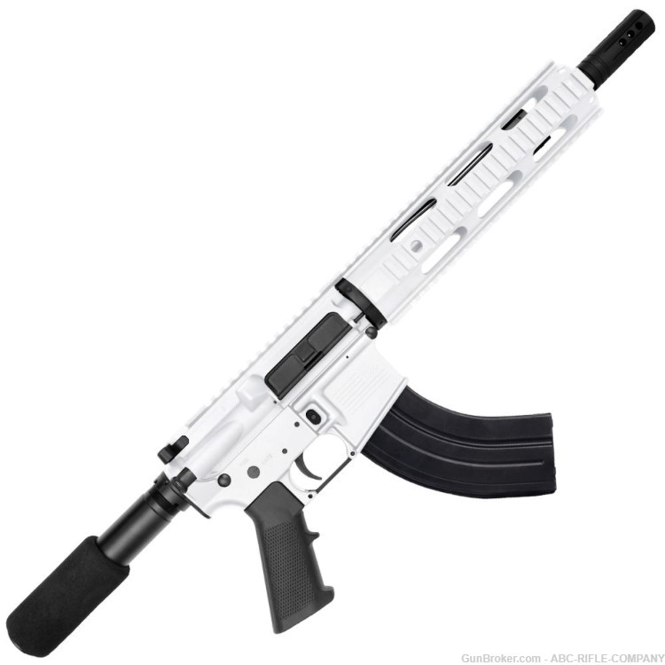AR-15 7.62X39 Pistol 10.5" Barrel Quad Rail Handguard-White-img-0