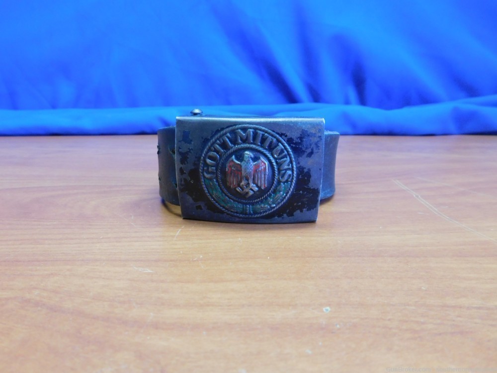 German WWII Wehrmacht Belt Buckle w/Leather Belt (3)-img-0