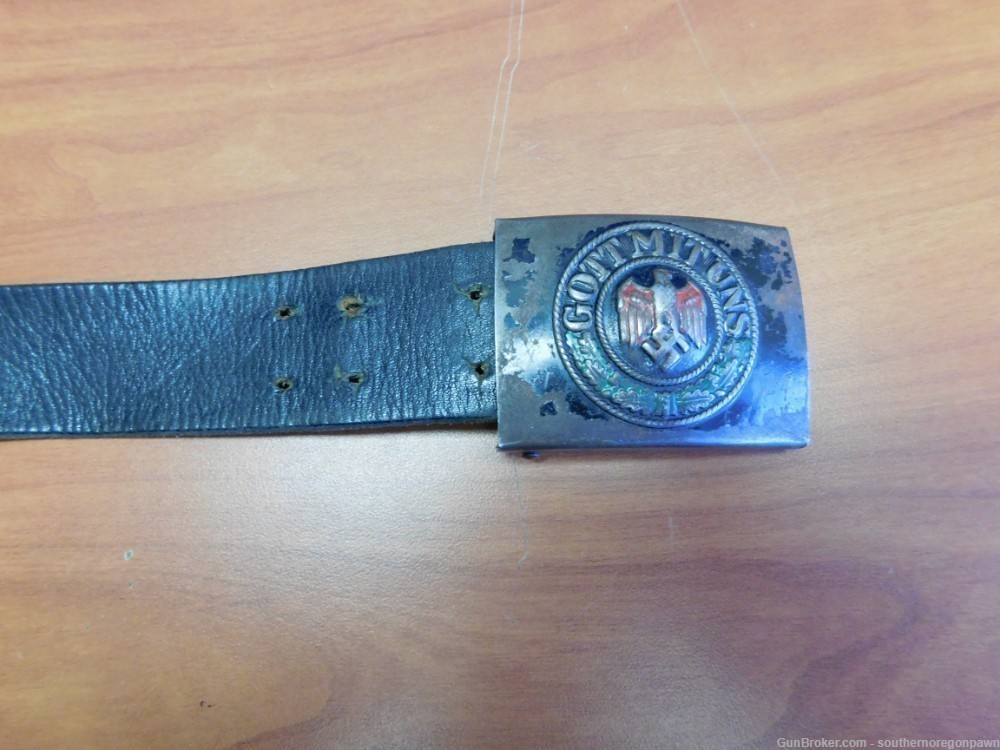 German WWII Wehrmacht Belt Buckle w/Leather Belt (3)-img-1