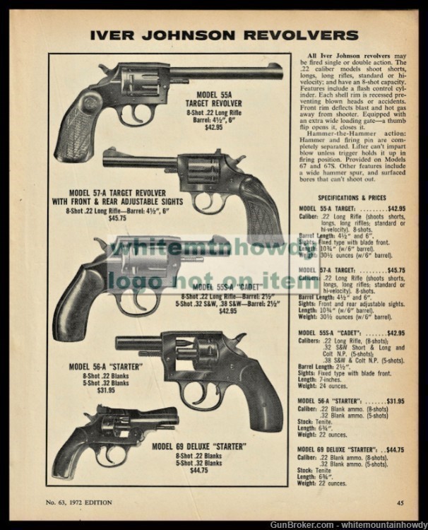 1972 IVER JOHNSON 55A 57-A 55S-A 56-A Revolver AD-img-0