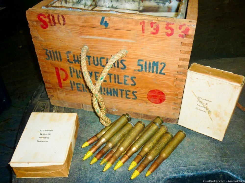 10rd - DOMINICAN - .50 BMG - AP Yellow Tip -  1950s - RARE Cold War 50 Cal -img-0