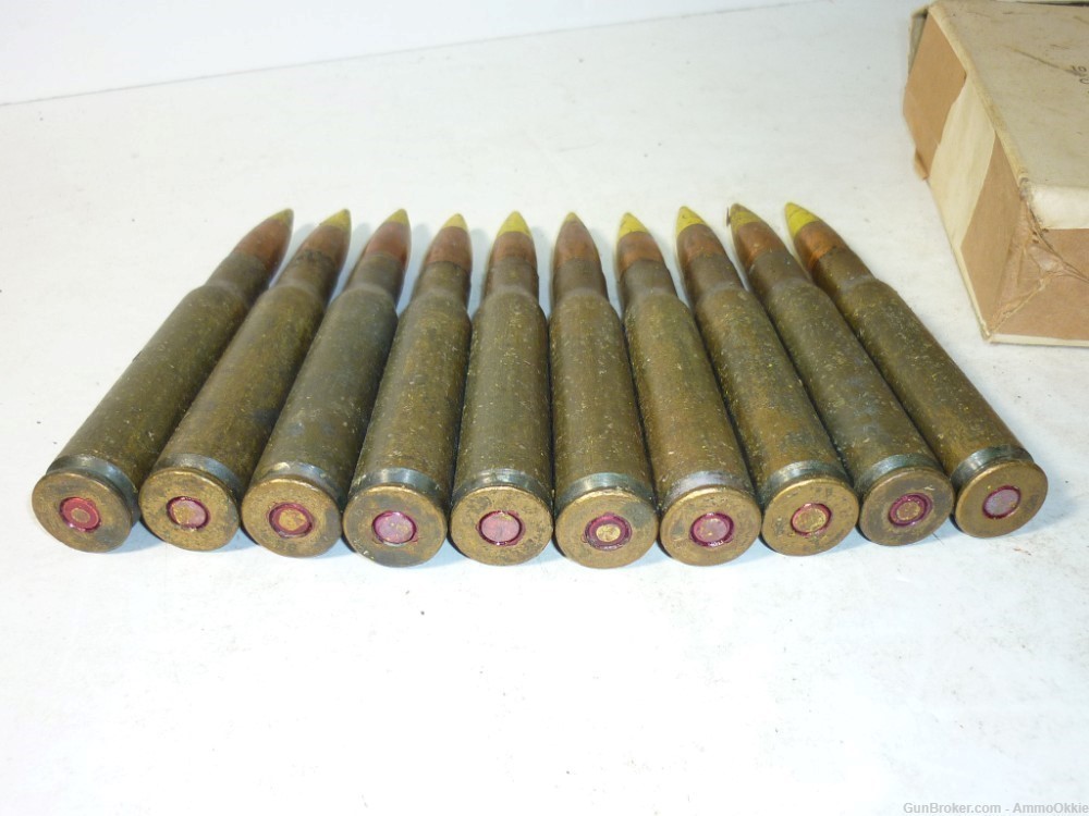 10rd - DOMINICAN - .50 BMG - AP Yellow Tip -  1950s - RARE Cold War 50 Cal -img-20
