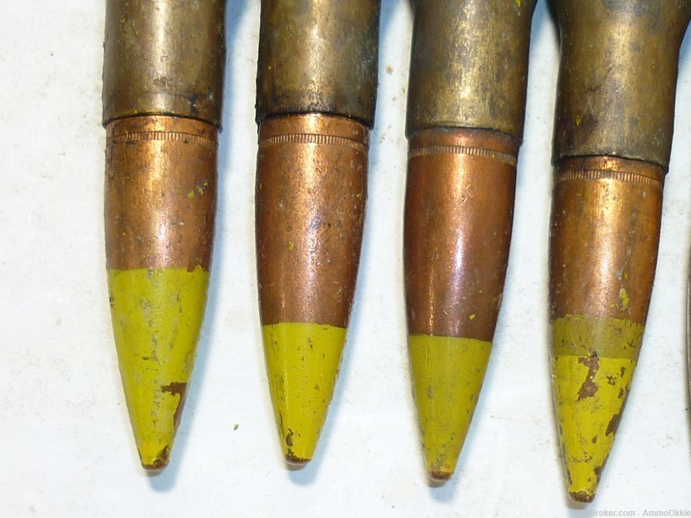 10rd - DOMINICAN - .50 BMG - AP Yellow Tip -  1950s - RARE Cold War 50 Cal -img-15